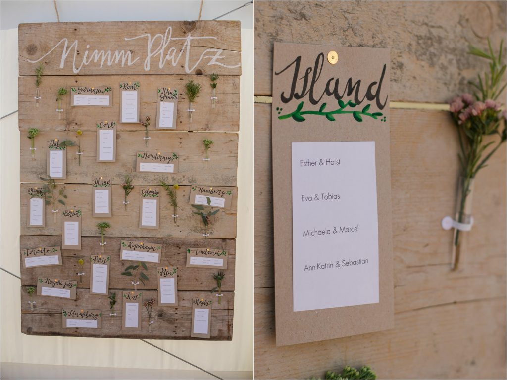 Hochzeit Tischplan Idee kreativ
